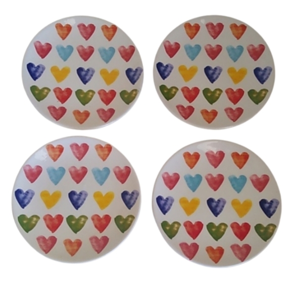 Maxcera Colorful Hearts  Appetizer Snack Tea Plates, set of 4 - Picture 1 of 4